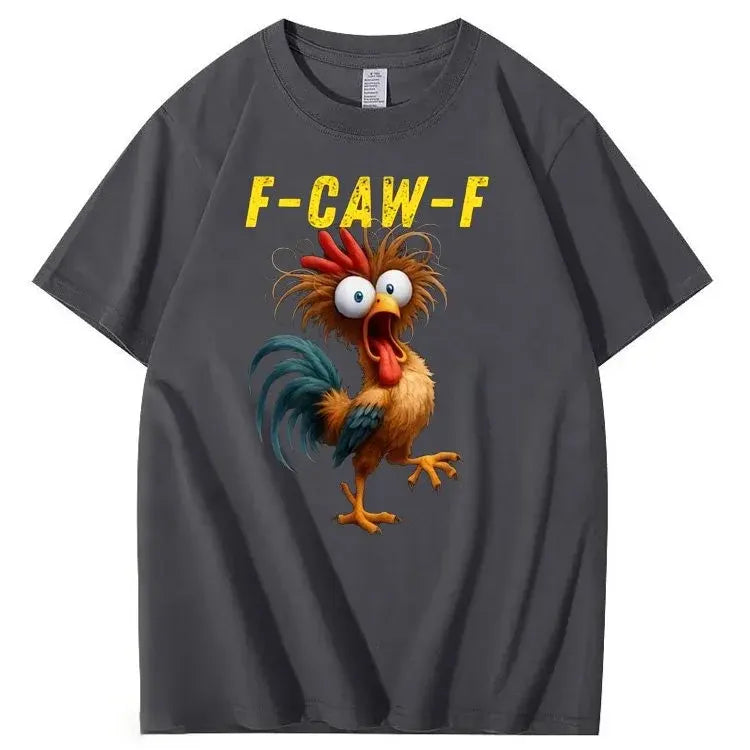 F-Caw-F Crazy Chicken Pattern100% Cotton T-Shirt