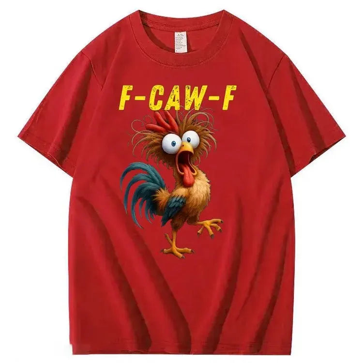 F-Caw-F Crazy Chicken Pattern100% Cotton T-Shirt