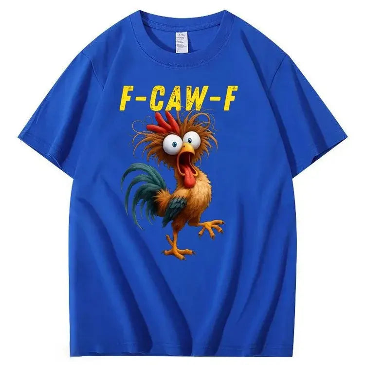 F-Caw-F Crazy Chicken Pattern100% Cotton T-Shirt
