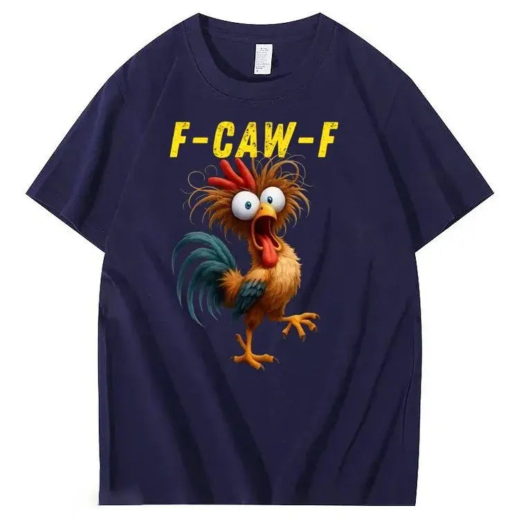 F-Caw-F Crazy Chicken Pattern100% Cotton T-Shirt