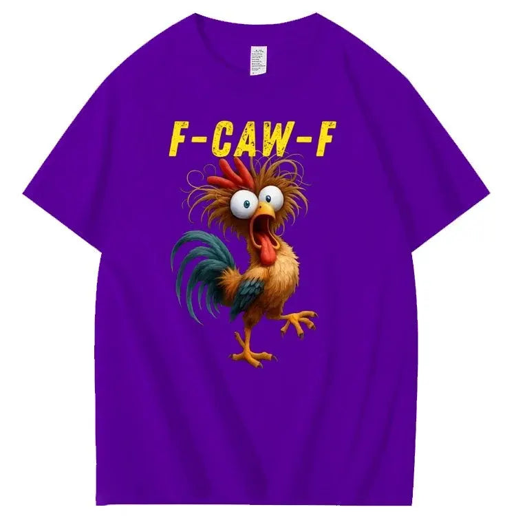 F-Caw-F Crazy Chicken Pattern100% Cotton T-Shirt