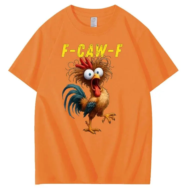 F-Caw-F Crazy Chicken Pattern100% Cotton T-Shirt