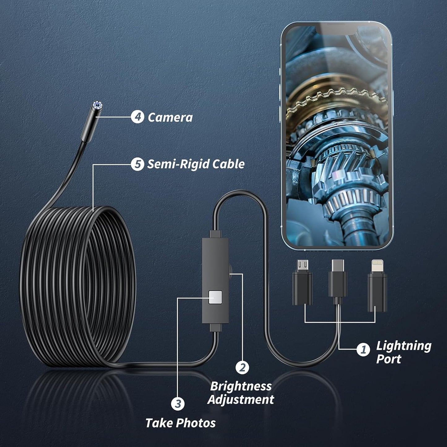 🔎 Plug-and-Play Endoscope Camera – Compatible with Android & iPhone & ipad for Direct Connection