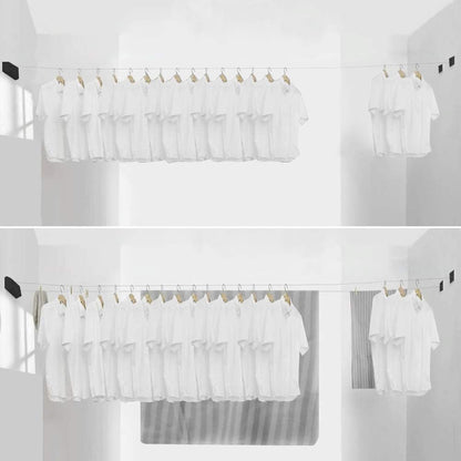 Happywayfar Retractable Clothesline ABS case+Aluminum Dryer with Adjustable Stainless Steel Double Rope String Hotel Style Heavy Duty,Wall Mounted Method, 13.8 Feets