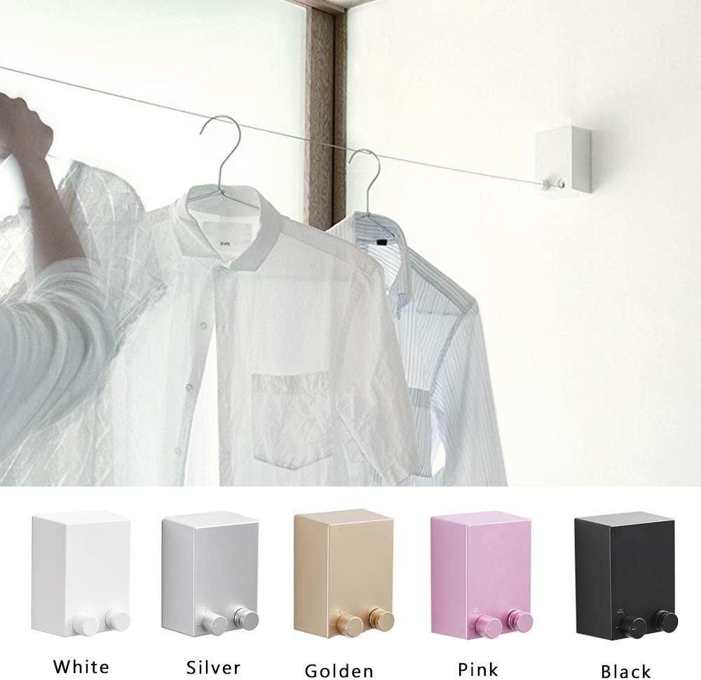 Happywayfar Retractable Clothesline ABS case+Aluminum Dryer with Adjustable Stainless Steel Double Rope String Hotel Style Heavy Duty,Wall Mounted Method, 13.8 Feets