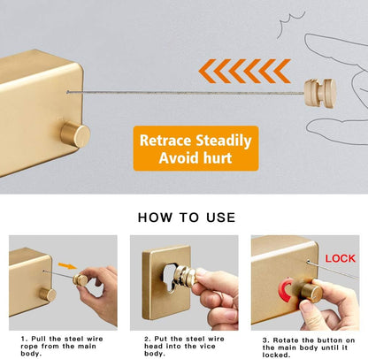 Happywayfar Retractable Clothesline ABS case+Aluminum Dryer with Adjustable Stainless Steel Double Rope String Hotel Style Heavy Duty,Wall Mounted Method, 13.8 Feets