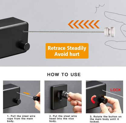 Happywayfar Retractable Clothesline ABS case+Aluminum Dryer with Adjustable Stainless Steel Double Rope String Hotel Style Heavy Duty,Wall Mounted Method, 13.8 Feets