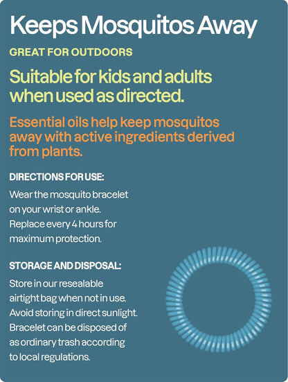 【🔥Big Sale🔥】Hppywayfar 25-pack of Mosquito Repellent Wristbands for Adults and Children - Natural DEET-Free, Individually Wrapped