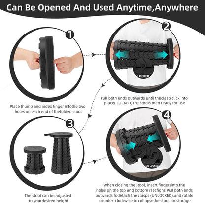 【🔥Big Sale🔥】Collapsible Folding Stool – Upgraded Portable Chair 400lbs, Camping, Fishing, Hiking with Carry Strap