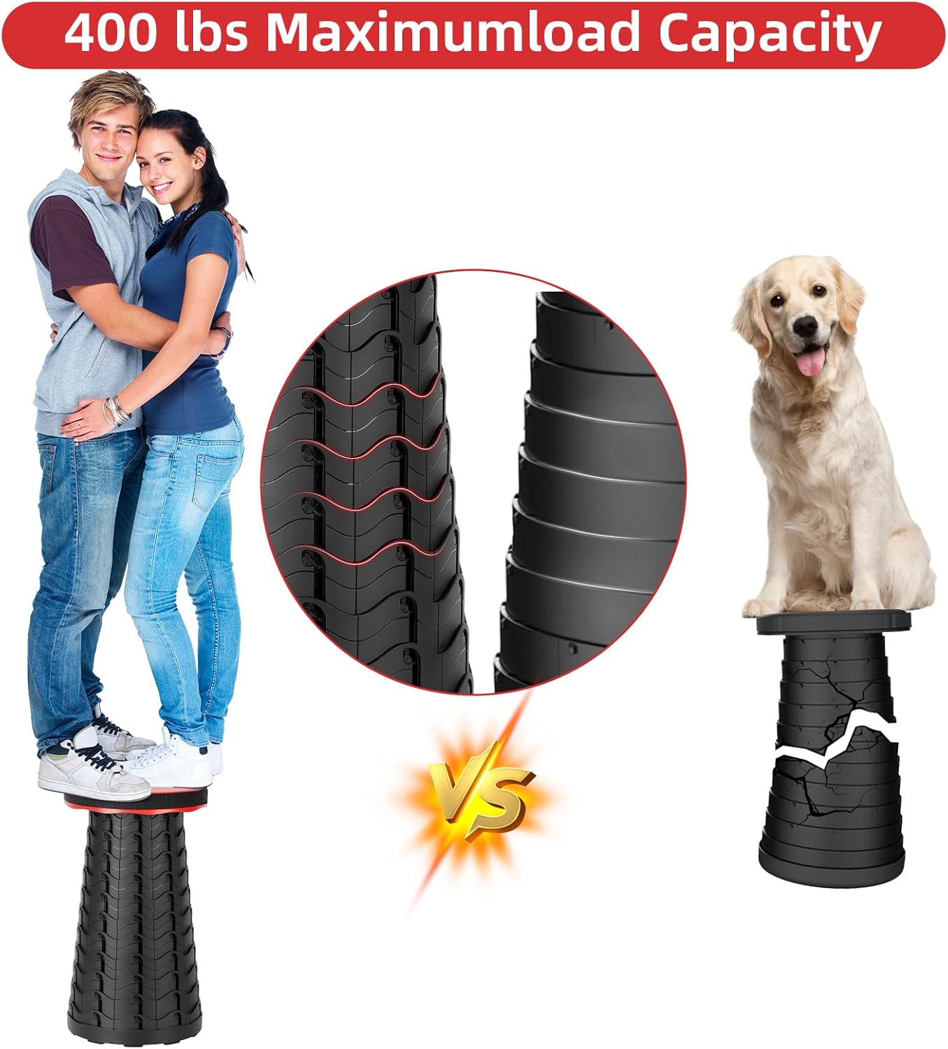 【🔥Big Sale🔥】Collapsible Folding Stool – Upgraded Portable Chair 400lbs, Camping, Fishing, Hiking with Carry Strap