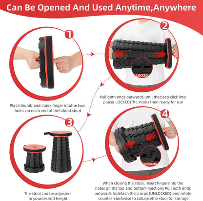 【🔥Big Sale🔥】Collapsible Folding Stool – Upgraded Portable Chair 400lbs, Camping, Fishing, Hiking with Carry Strap