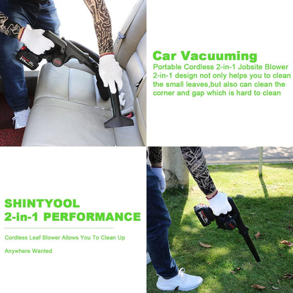 【🔥Big Sale🔥】Mini Hair Dryer Black, 2 in 1 Cordless Small Hair Dryer with 21v Lithium Battery, for Airing, Blowing Leaves, Removing Dust and Small Debris, Cars, Computer Hosts, Hard-to-Clean Corners