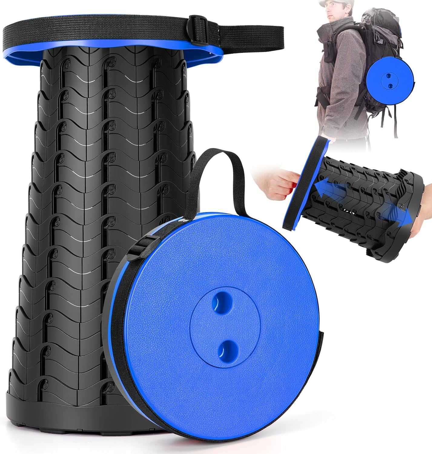 【🔥Big Sale🔥】Collapsible Folding Stool – Upgraded Portable Chair 400lbs, Camping, Fishing, Hiking with Carry Strap